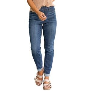 Judy Blue Women’s High Rise Pull on Double Cuffed Slim Fit Plus Size 16W